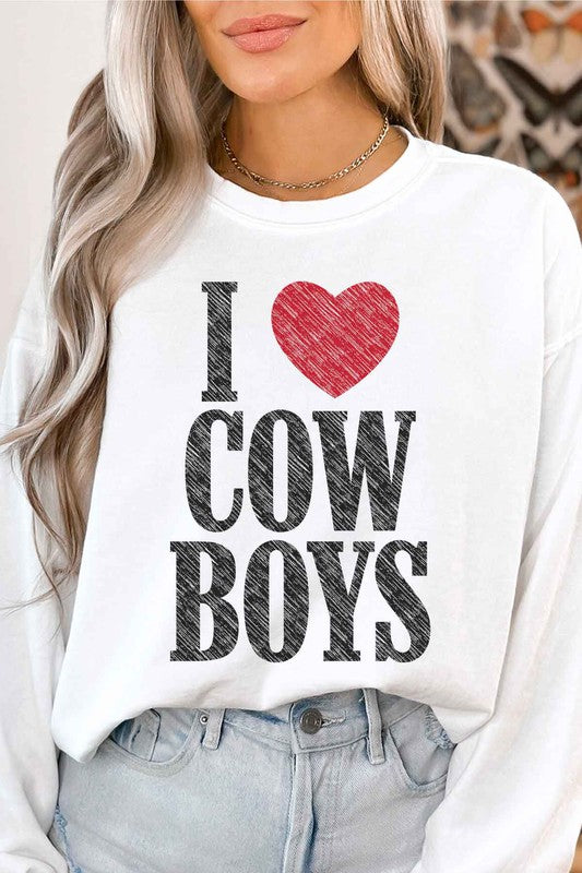 I Love Cowboys Graphic Sweatshirt Plus