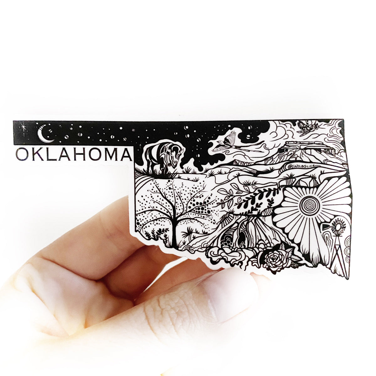 Oklahoma State Sticker 4" Weatherproof and durable, Outdoor sticker, Travel sticker, Wanderlust, Moon , Trees