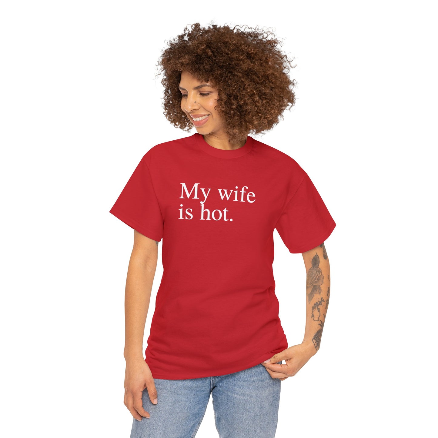 My Wife is Hot Men's Heavy Cotton Tee