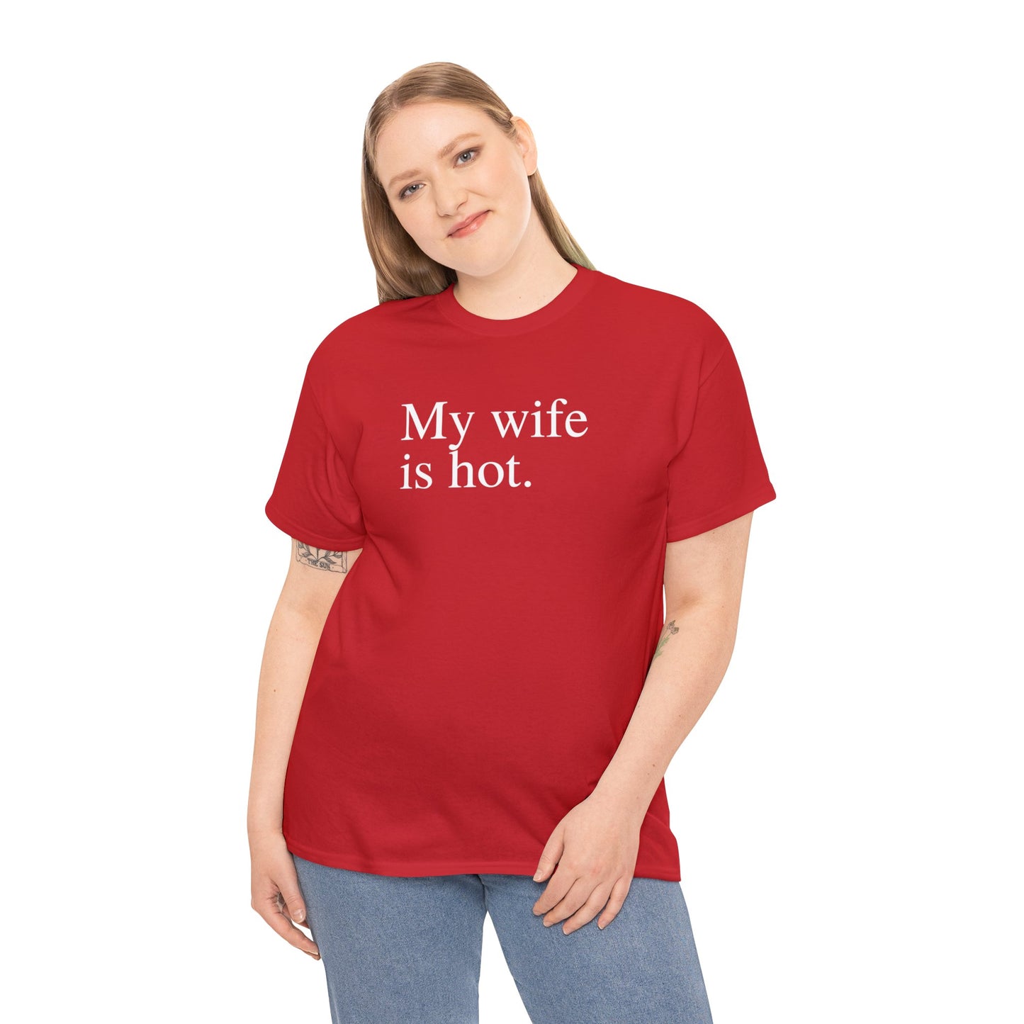 My Wife is Hot Men's Heavy Cotton Tee
