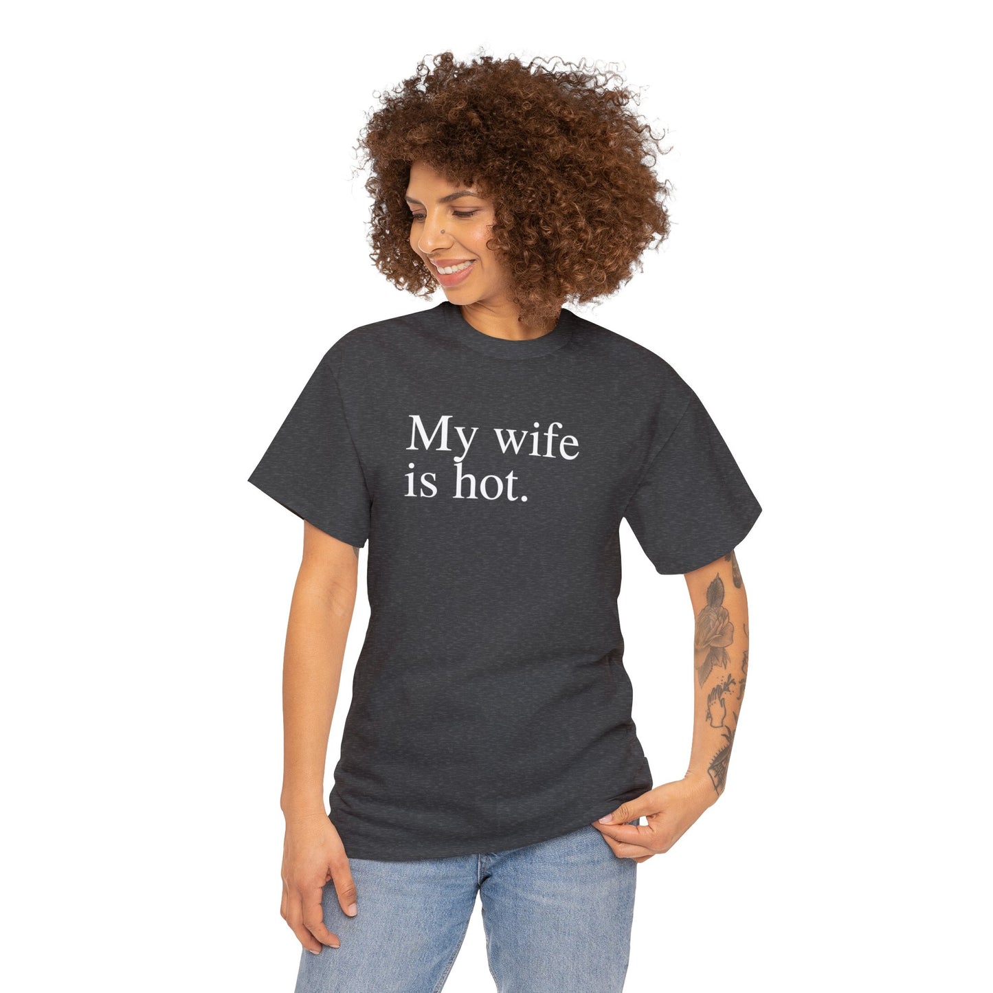 My Wife is Hot Men's Heavy Cotton Tee