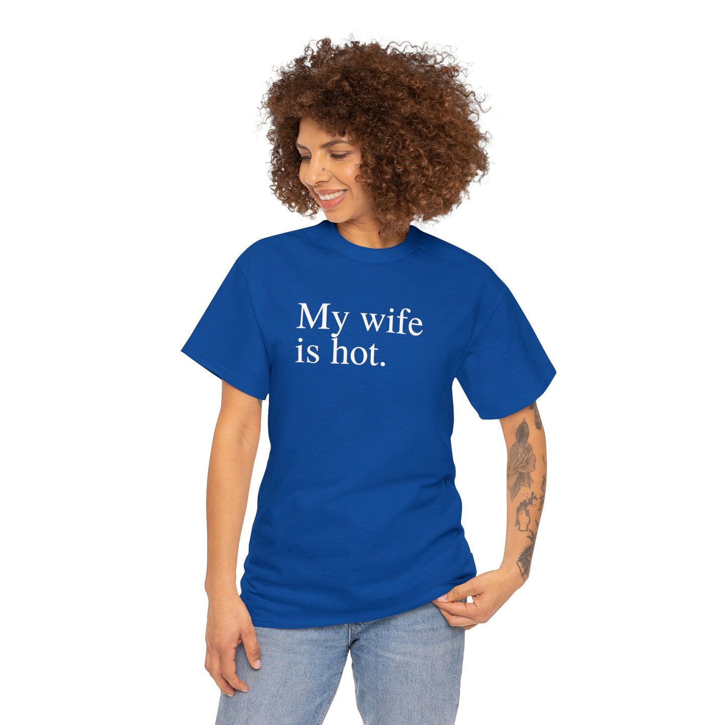My Wife is Hot Men's Heavy Cotton Tee