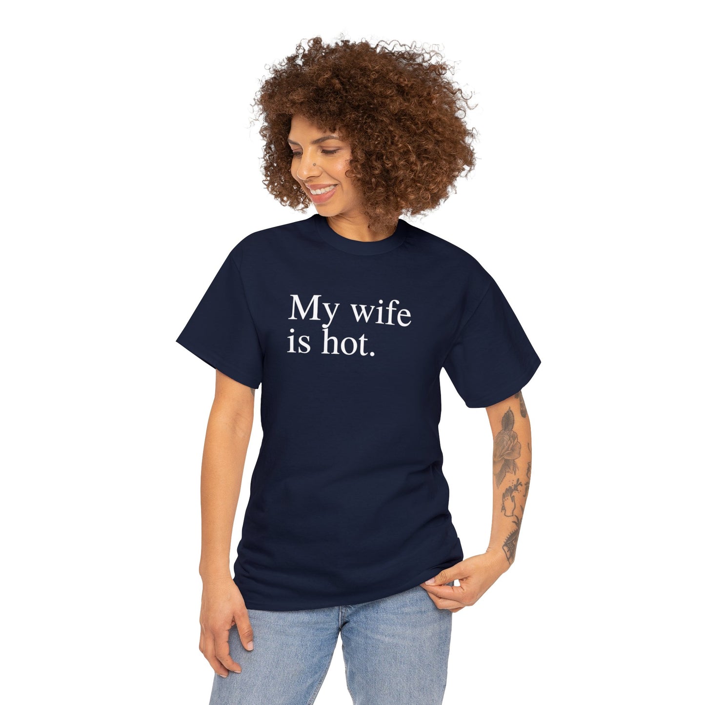 My Wife is Hot Men's Heavy Cotton Tee