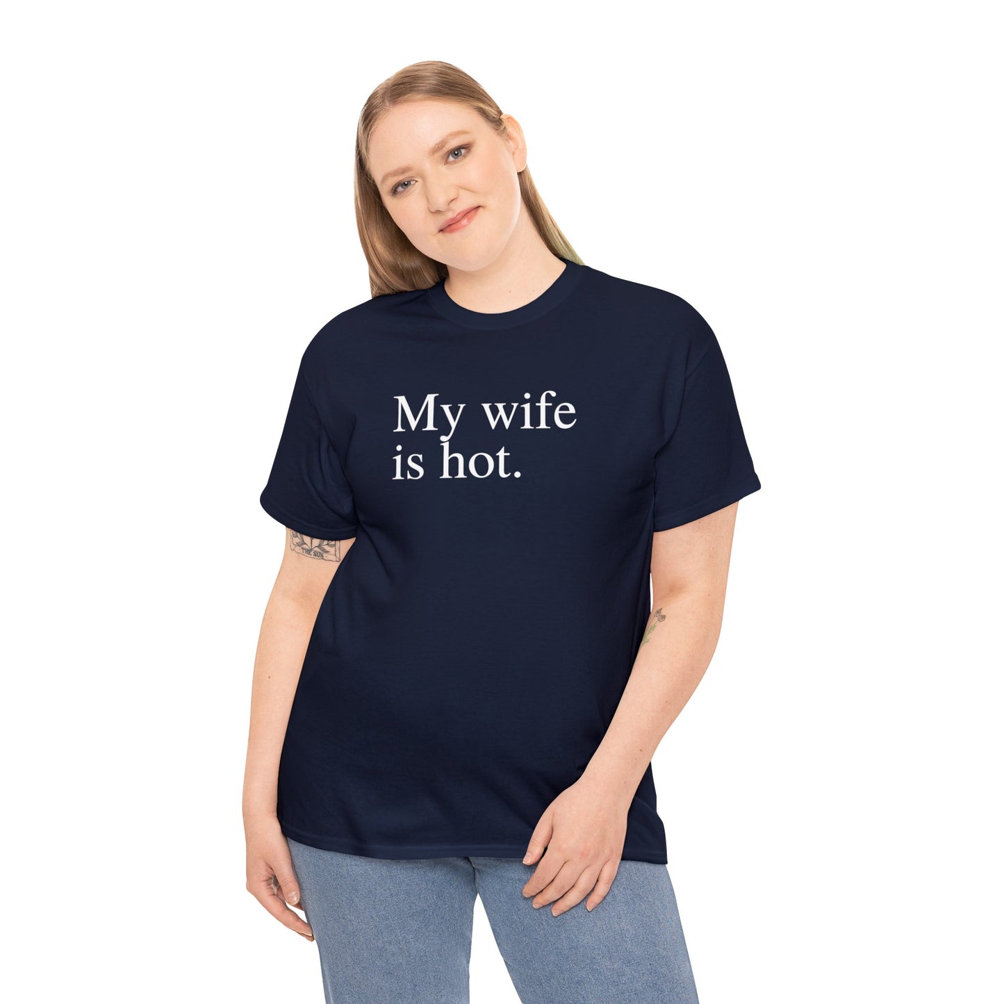 My Wife is Hot Men's Heavy Cotton Tee