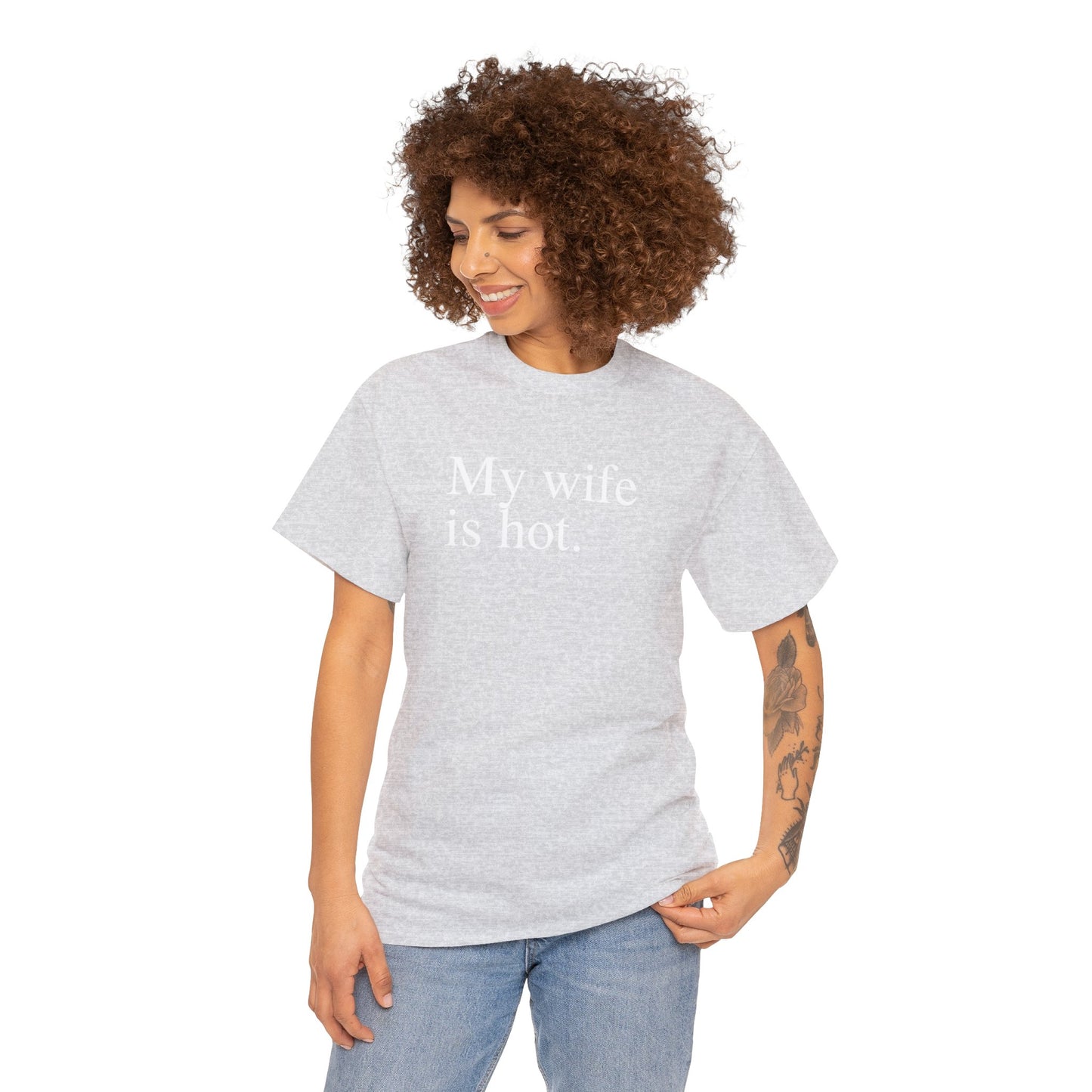My Wife is Hot Men's Heavy Cotton Tee