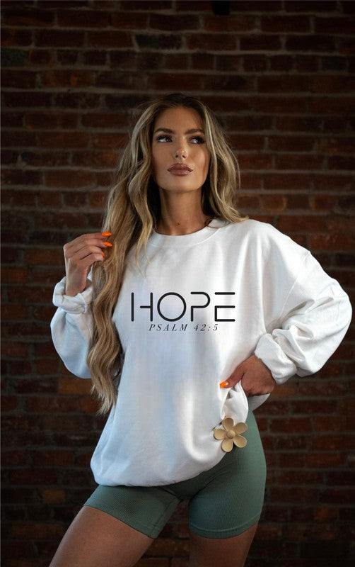 Hope Psalm 42:5 Cozy Crewneck Sweatshirt