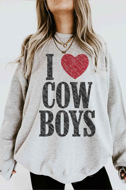 I Love Cowboys Graphic Sweatshirt Plus