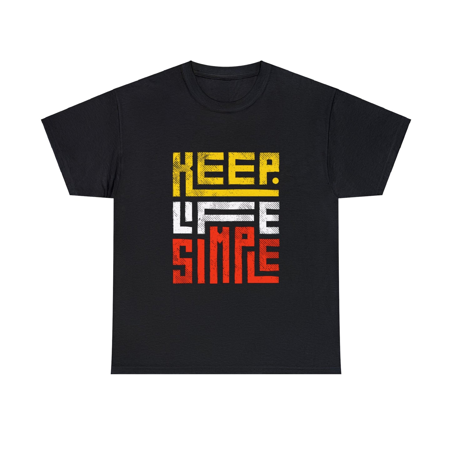 Keep Life Simple Red and Yellow Lettering Unisex Heavy Cotton Tee