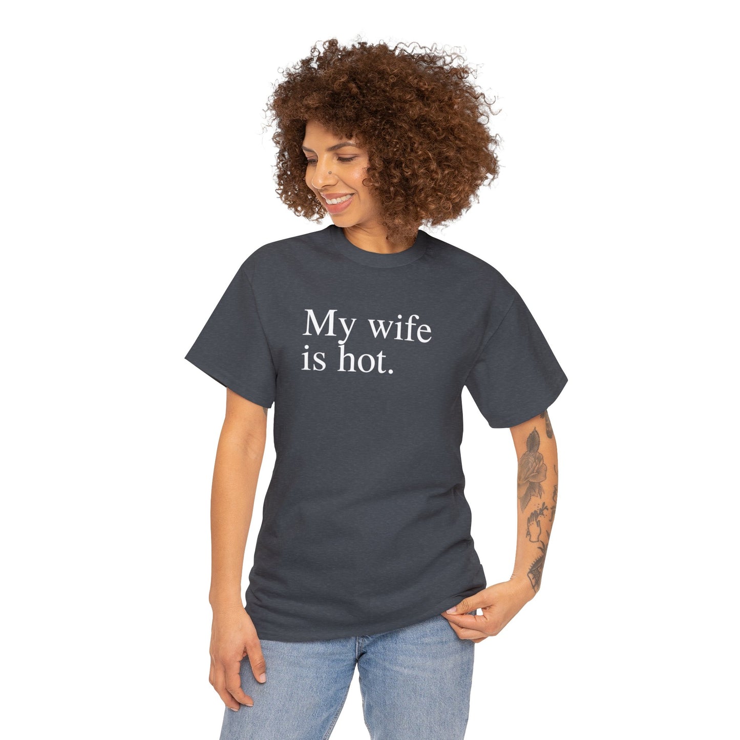 My Wife is Hot Men's Heavy Cotton Tee