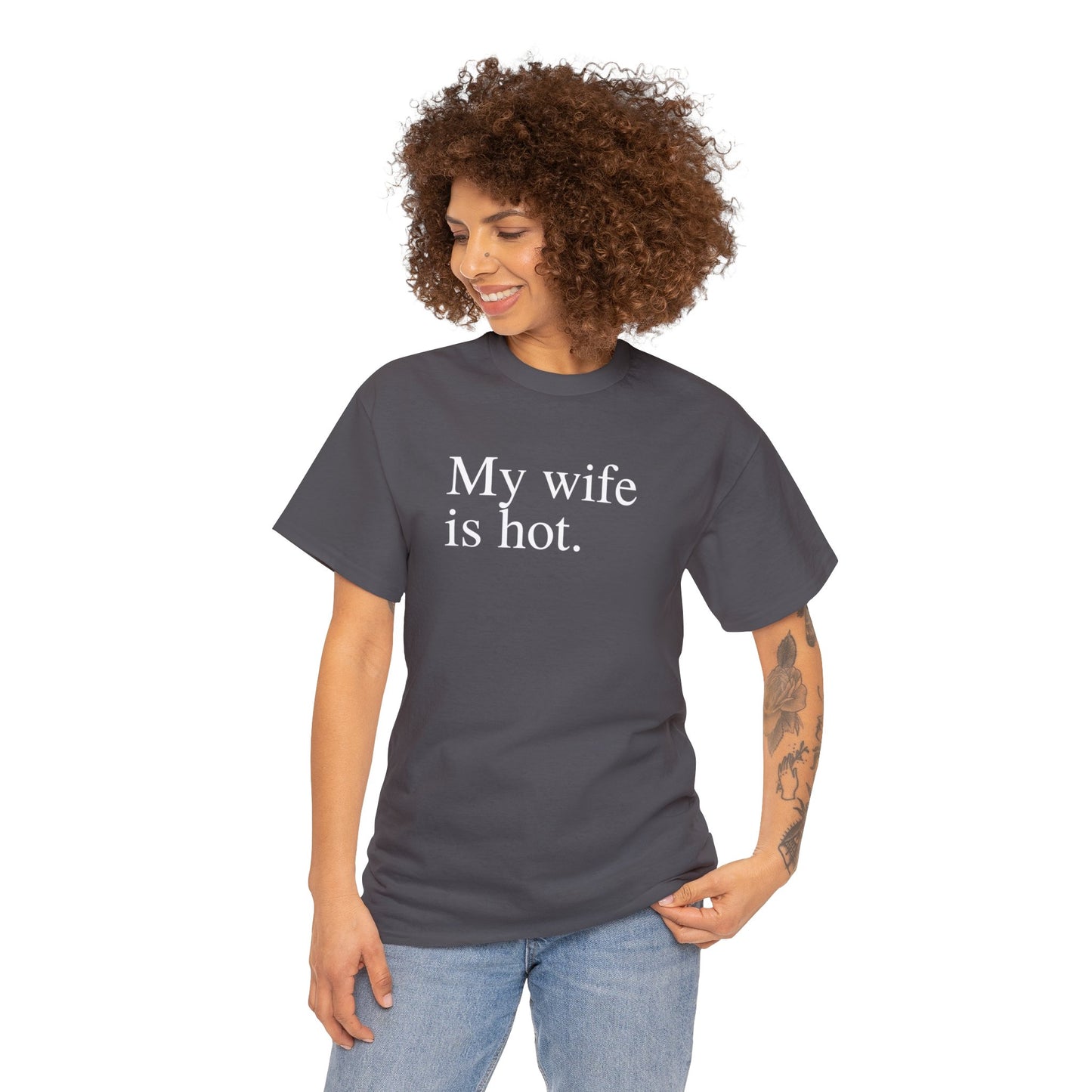My Wife is Hot Men's Heavy Cotton Tee