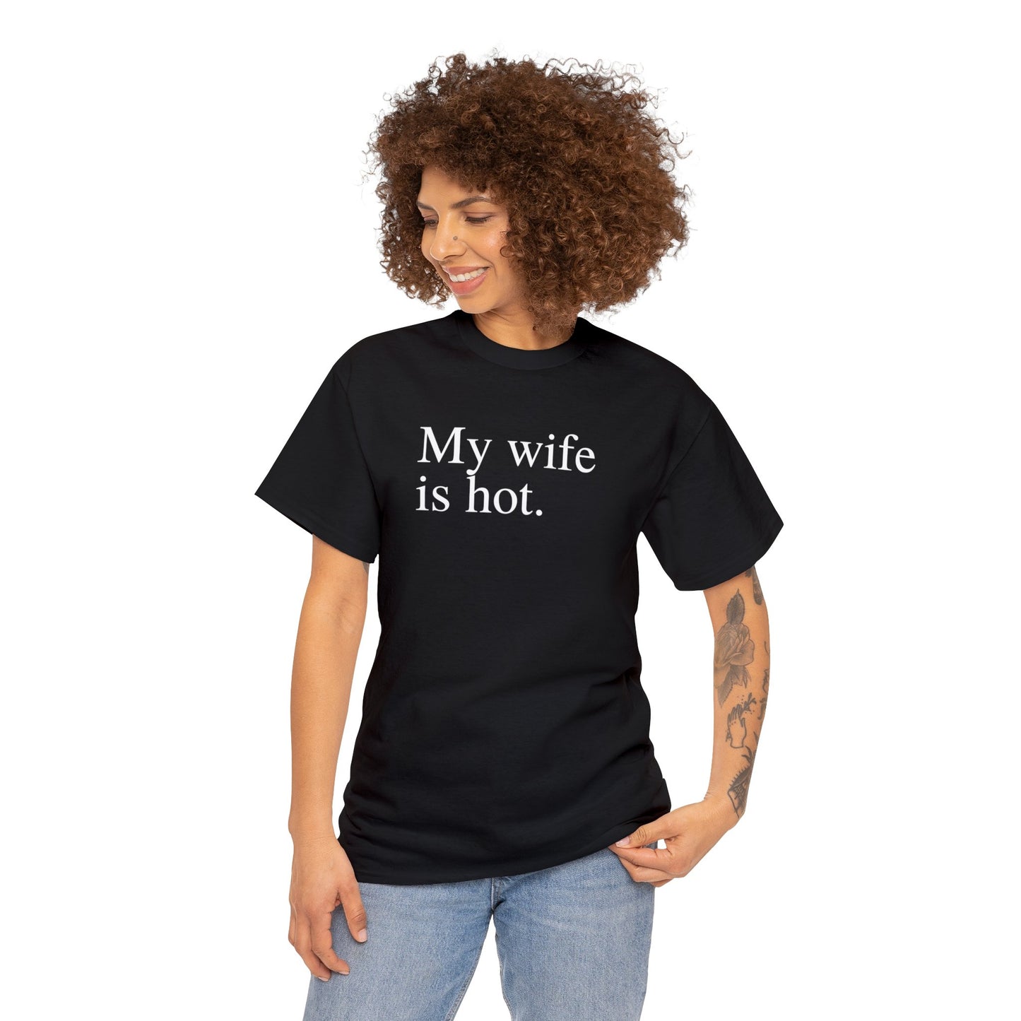 My Wife is Hot Men's Heavy Cotton Tee