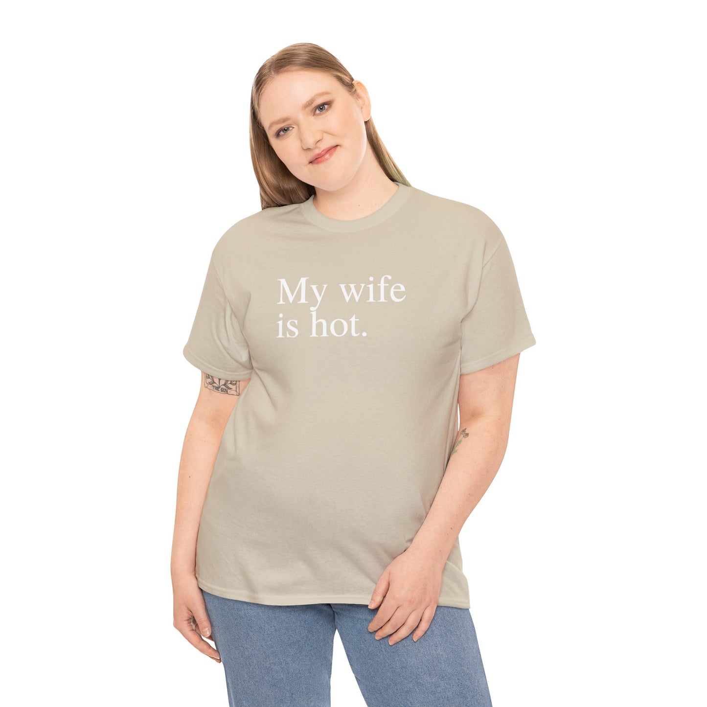 My Wife is Hot Men's Heavy Cotton Tee