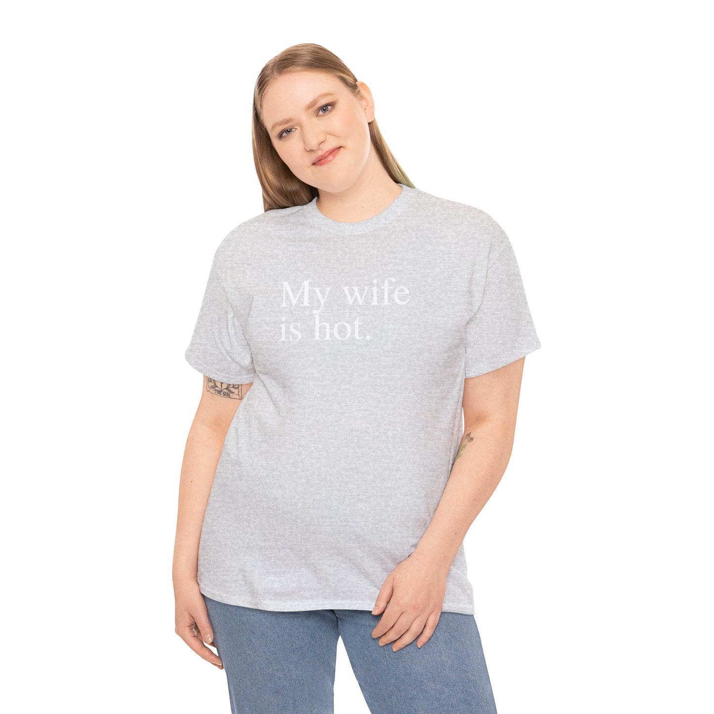 My Wife is Hot Men's Heavy Cotton Tee