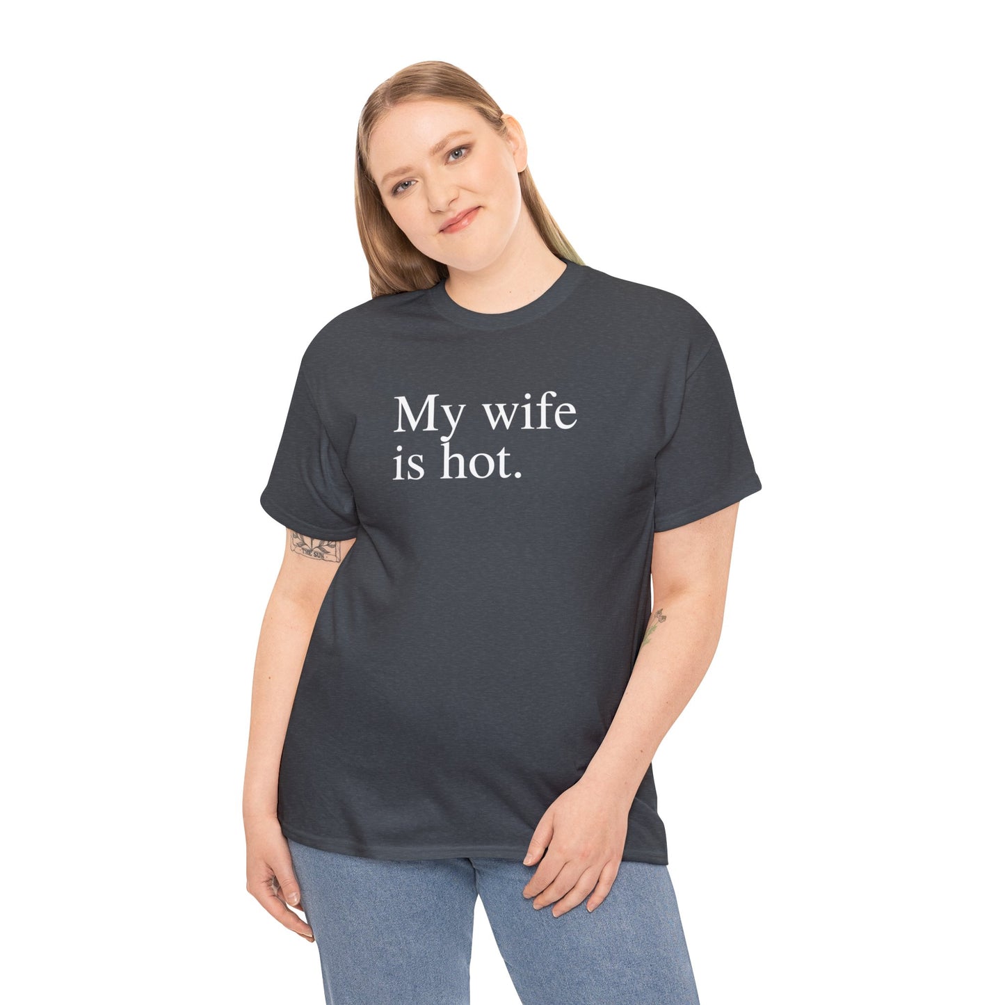 My Wife is Hot Men's Heavy Cotton Tee
