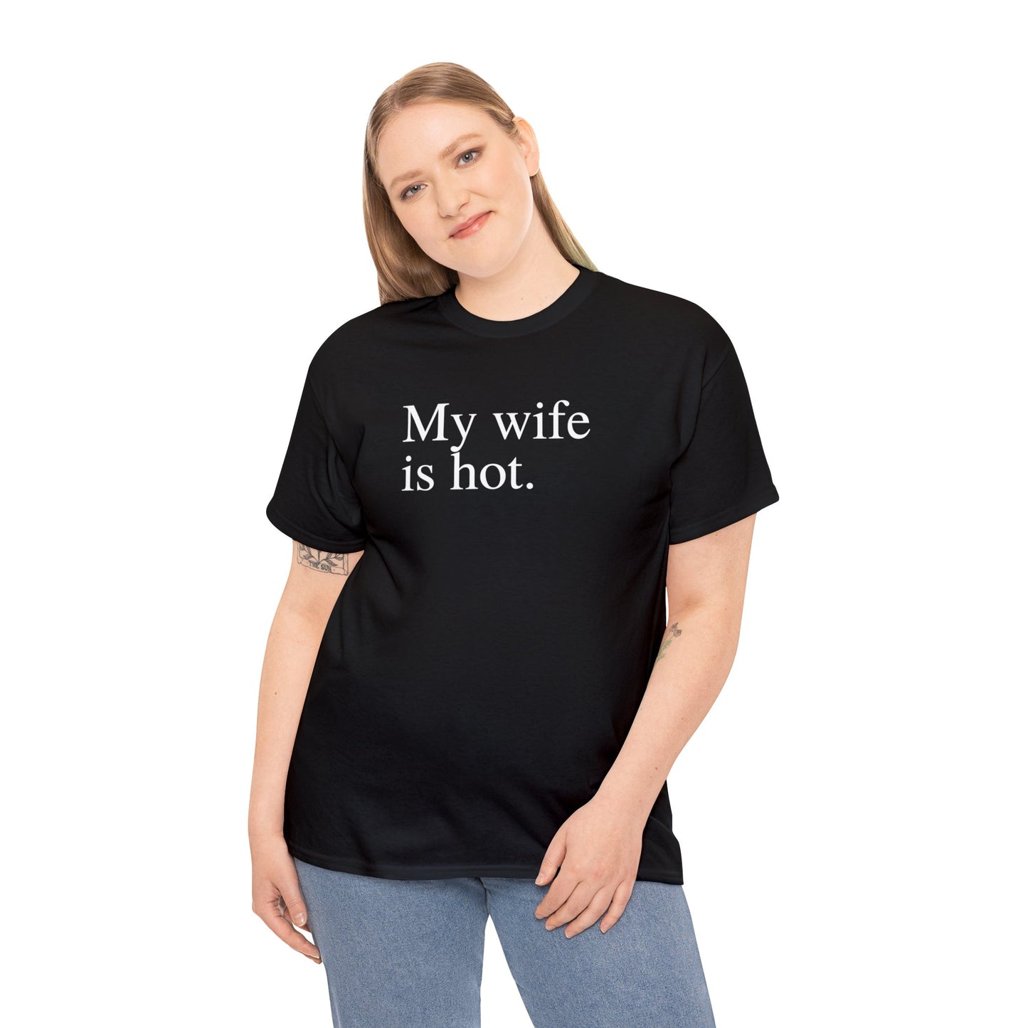 My Wife is Hot Men's Heavy Cotton Tee