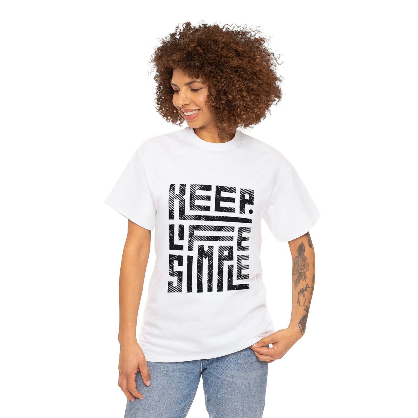 Keep It Simple Black Lettering Unisex Heavy Cotton Tee