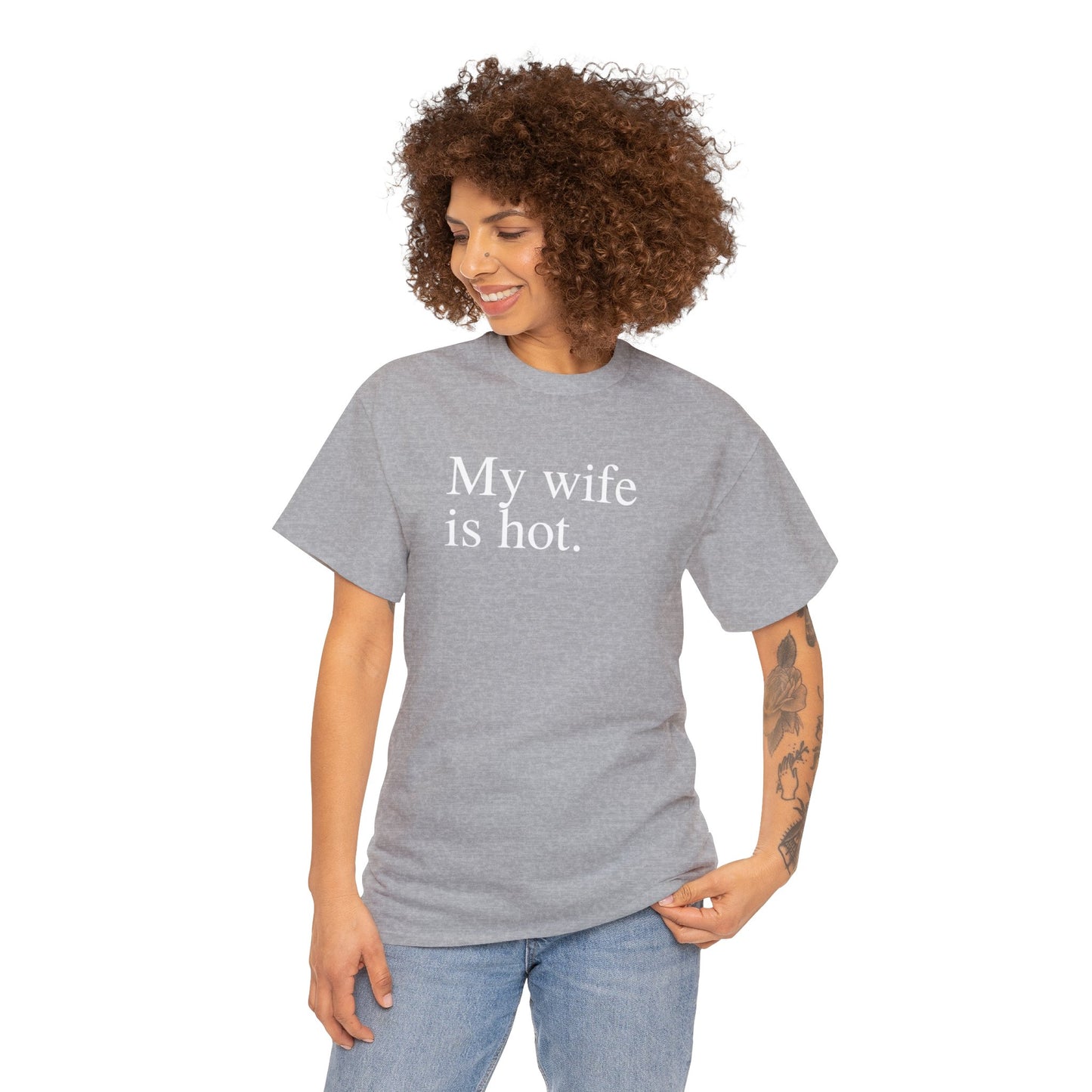 My Wife is Hot Men's Heavy Cotton Tee