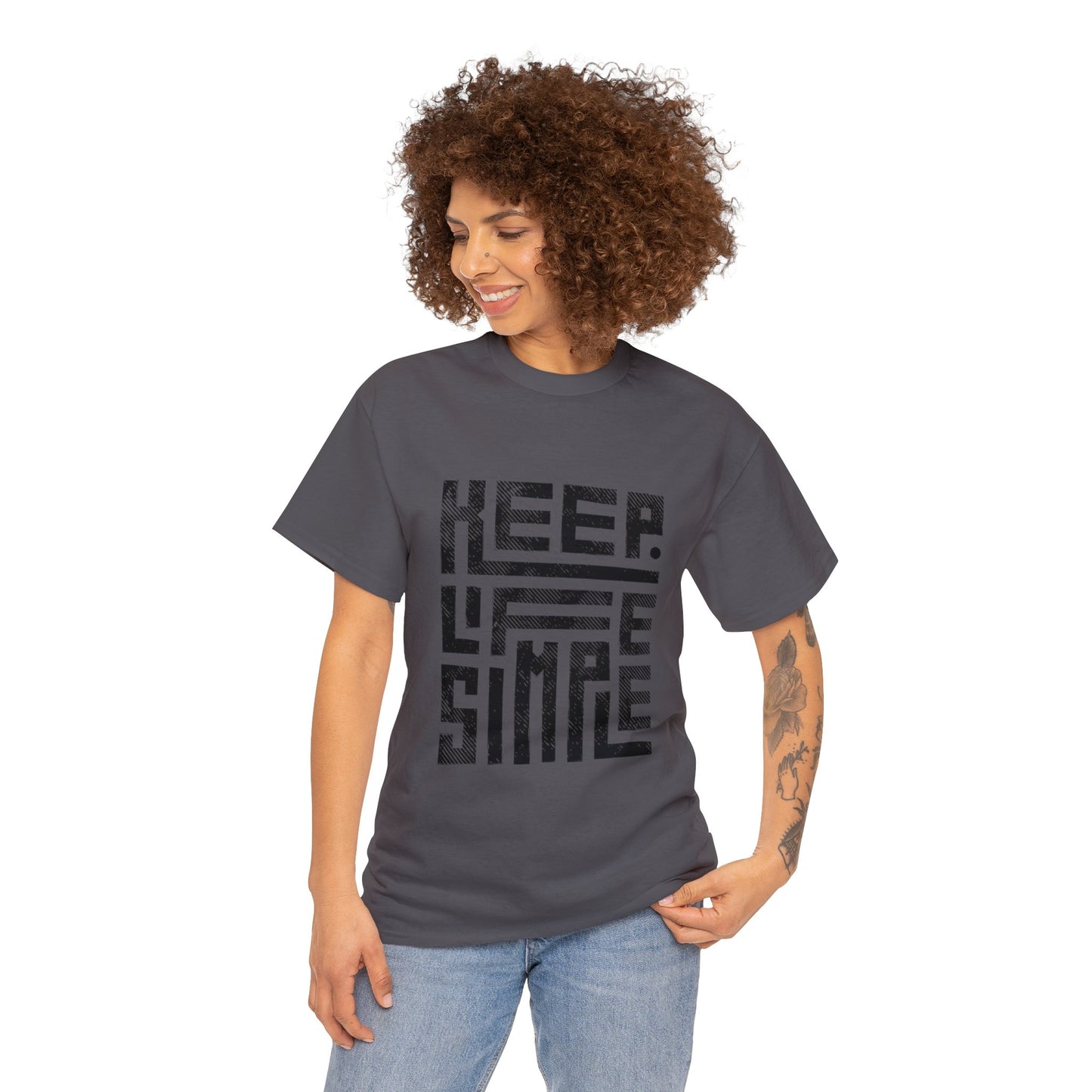 Keep It Simple Black Lettering Unisex Heavy Cotton Tee