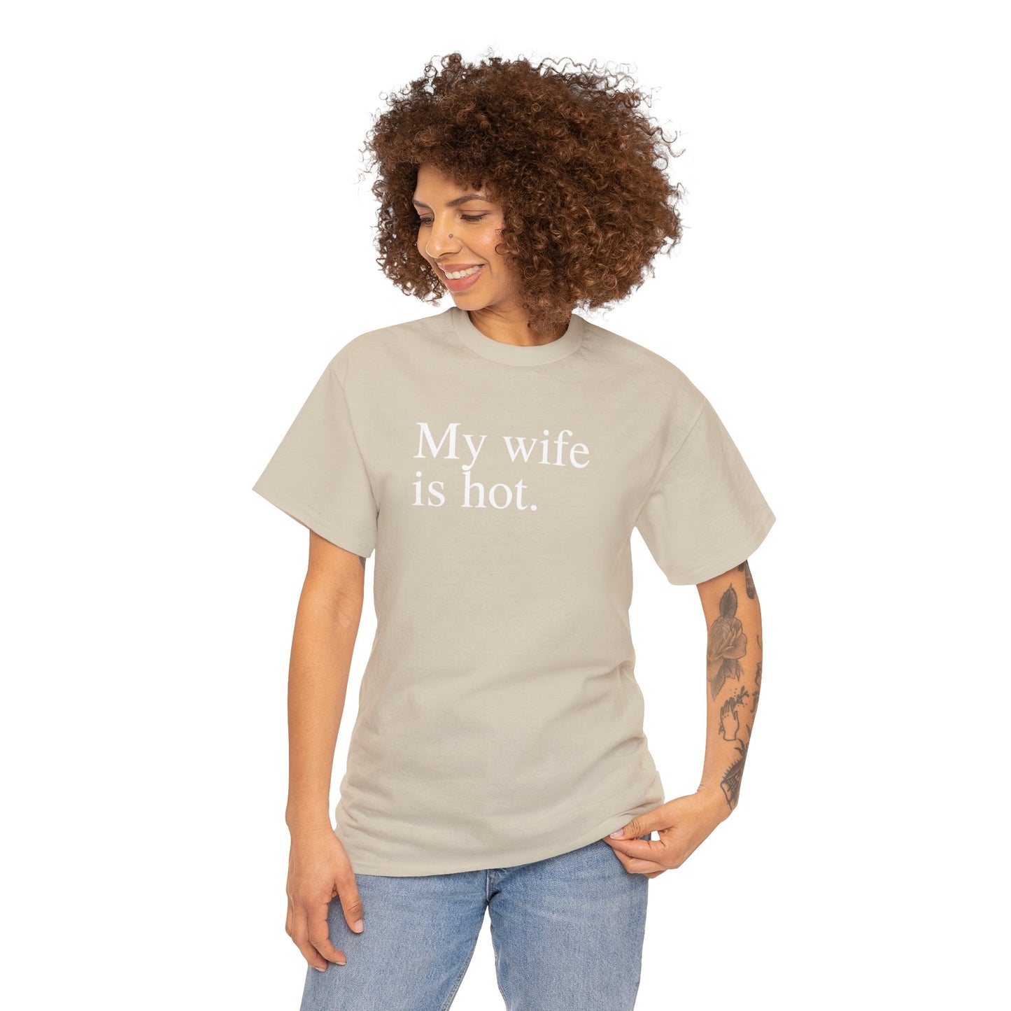 My Wife is Hot Men's Heavy Cotton Tee