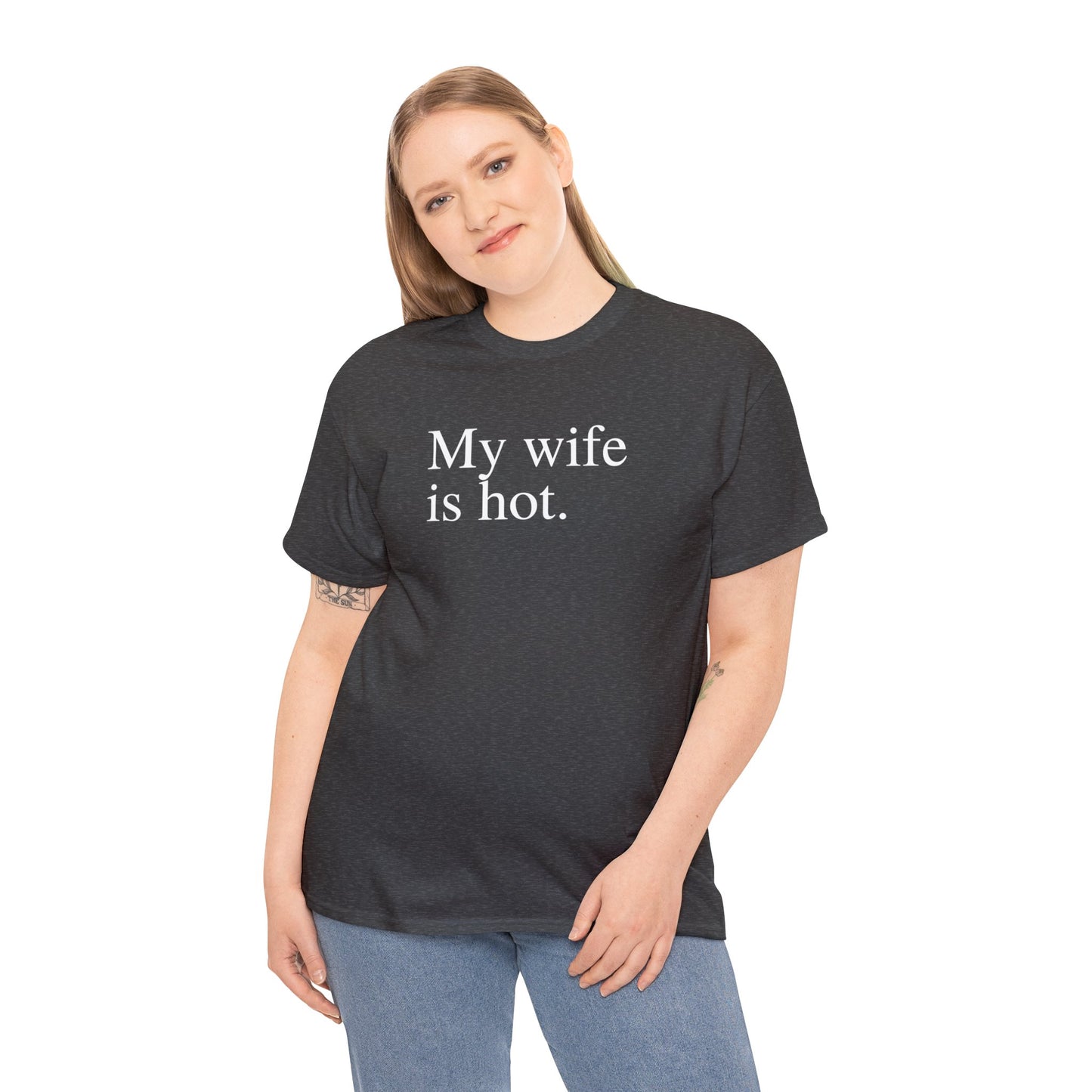 My Wife is Hot Men's Heavy Cotton Tee