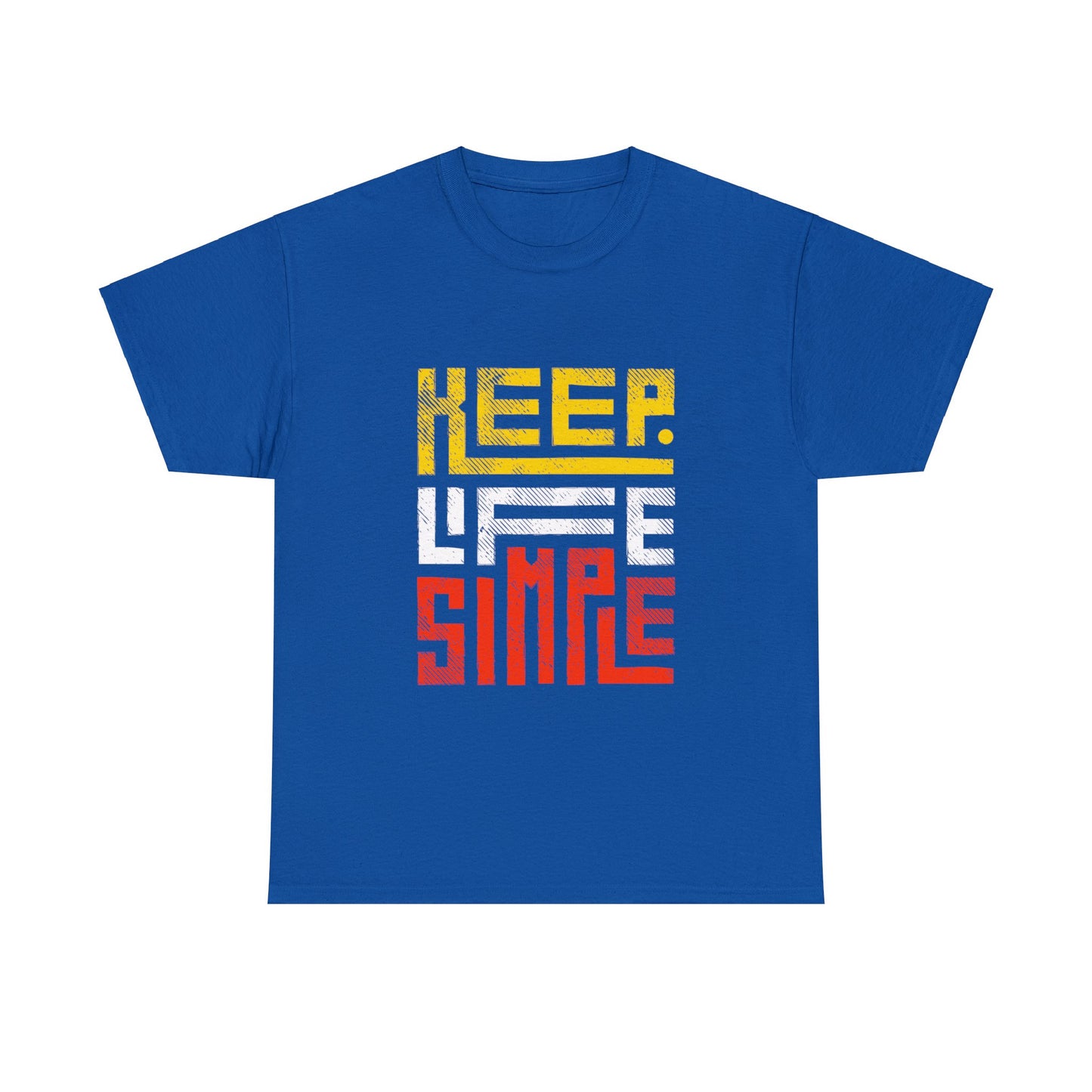 Keep Life Simple Red and Yellow Lettering Unisex Heavy Cotton Tee