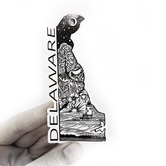 Delaware State 4” stickers DE weatherproof vinyl and super durable